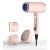 FUNTIN Hair Dryer with Diffuser Blow Dryer Comb Brush 1800W Ionic Fast Blow Dry for Women 4C Thick Hair Baby Pink