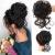 Hair part with rubber band Messy Bun Hairile Hair Piece Bun Scrunchies Extensions Art Hair Tousled Updo Hair Parts for Women Girls (4# darkest brown tends to black) 4 (darkest brown tend to black)