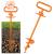 Soil anchor dog leash and stake for medium -sized to large dogs up to 220 lbs plot for dogs large spiral blade dog pile for garden beach lawn outdoor (orange)