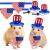 CooShou 4 Pcs Pet Independence Day Costume 4th of July Guinea Pig Hat and Bandana Uncle Sam Rabbit Hat American Flag Small Animals Hat Bandana Triangle Bib Scarf with Stars and Stripes Pattern (L)