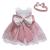 LZH Baby Girls Lace Dress Bowknot Flower Dresses Wedding Pageant Baptism Christening Tutu Gown 0-24 Months 0-3 Months Bean Powder