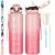 Codicile drinking bottle 1L with straw water bottle of dishwasher -proof lively sport drinking bottle with time marking for Bottle Brush not poisonous for running cycling gym school office pink color gradient