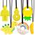 6PCS Sensory Chew Necklace Teether Chew Toys Safety Food Grade Silicone for Kids Toddlers ADHD Autistic Biting Needs Oral Motor Teether Chew Pendant Toy with Adjustable Buckle for Baby (Yellow)