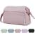 Narwey Large Makeup Bag Wide-Open Zipper Pouch Travel Toiletry Bag Cosmetic Organizer for Women (Pink)