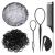 Hair tie Small 2000 pieces black transparent hair tie mini elastic hair band with hair tie cutter hair tail tools handle comb for girls lady doll hair styling black and transparent
