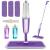 MEXERRIS Microfiber Spray Mop for Floor Cleaning - Hardwood Floor Mop Spray 360Rotatable with 2 Refillable Bottle Wet Dry Floor Cleaning Mop for Laminate Wood Tiles 3 Reusable Pads and 1 Scrubber Purple Mop With 3 Refills