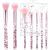 Wllhyf fan-make-up brush set 7-part Crystal Sparkles Powder Foundation brush flawless powder brush Beauty Cosmetic Foundation Powder eyeshadow-mixed-Concealer highlight brush (Rosa)