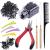 Duufin Hair Extensions Tools Kit 500 Pcs Black Micro Ring Beads 1 Pc Micro Beads Plier 2 Pcs Loop Needle Threader Pulling Hook 4 Pcs Plastic Alligator Clips 1 Pc Comb and 2 Bags Mini Rubber Bands