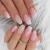 24 pieces press on nails medium pink glitter angular french artificial nails acrylic full cover nails to stick on with nail glue sticker fingernails artificial nails fake nails for women & girls pink & white color gradient