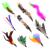 9Pcs Cat Feature Toys Feather Refill Cat Teaser Feather Toys Feather Spinning Attachment Feather Replacement Cat Catcher Toy Retractable Cat Wand Toys Interactive Catcher Tease
