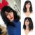 FAELBATY Short Black Wigs With Air Bangs Shoulder Length Women's Short Wig Curly Wavy Synthetic Cosplay Wig Black Bob Wig for Girl Costume Wigs (14" Black Color)