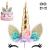 Unicorn Cake Topper Unicorn Birthday Party Supplies Unicorn Birthday Decorations for Girls Unicorn Cake Decoration Unicorn Horn First Birthday Cake Topper Kit with Eyelashes 5.8 Inch Gold