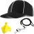 Adjustable Black with White Stripes Soccer Cap, Official Referee Hat and Stainless Steel Whistle with Lanyard for Football Refs, Umpires, Linesman
