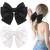 2PCS Big Satin Layered Hair Bows for Women Girls 7 Inch Black White Barrette Hair Clip Large Silk Ribbon Bows French Style Hair Accessories (Black+White)