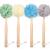 4 Pieces Loofah Back Scrubber Bath Sponge with Wooden Handle, Long Handled Sponge Mesh Pouf Shower Exfoliating Bath Shower Body Brush Luffa Bath Back Brush for Women Men (White, Grey, Blue, Green) Blue,green,white,grey