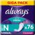 Always Dailies Slip performances women Fresh & Protect Normal (76 tying) giga pack with subtle fragrance breathable flexible and comfortable with absorbent core 76 pieces (1 Pack)