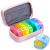 AUVON Pink PU Leather Bag Pill Boxes 7 Day 2 Times a Day Large AM/PM Pill Box Organiser with Portable Zipper Leather Bag for Holding Supplements Vitamins and Fish Oils A Pink