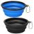 Kytely Large Collapsible Dog Bowls 2 Pack, 34oz Foldable Dog Travel Bowl, Portable Dog Water Food Bowl with Clasp, Pet Cat Feeding Cup Dish for Traveling, Walking, Parking Blue & Black