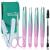 Eyebrow Tweezer Set, TsMADDTs 7 Pcs Tweezers Set for Women, Precision Tweezer for Eyebrows with Curved Scissors and Eyebrow Razor for Ingrown Hair Green