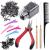 Duufin microring extensions set with 500 dark brown microring 1 piece microring pliers 2 pieces microring needle 4 pieces of hair clip 1 piece of comb and mini hair gum for hair extension extensions