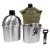 Goetland Stainless Steel WWII US Military Canteen Kit 1QT with 0.5QT Cup Nylon Cover G.I. 1QT Canteen With 0.5 Grab Handle Cup