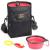 Dog food bag WoofWoof treat bag with drawstring adjustable waist belt travel dog bowl dog training clicker Black