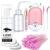 Shmian Lash Shampoo for Lash Extensions. Lash Fan with 50ml Eyelash Foam Cleanser and 50 Pcs Eyelash Brush and Rinse Bottle Oil Free/Sulfate Free Eyelash Wash Remover For Eyelash Extension Makeup pink