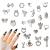 3D Nail Charms 24 Pcs Shiny Nail Rhinestones Gems Heart Bow Dangle Nail Art Charms Silver Metal Nail Jewelry Luxury Nail Art Decoration for Nail Design DIY Crafts (Silver)