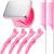 7 Pieces Hair Braiding Tools Magnetic Pin Wristband and 2 Pieces Stainless Steel Pintail Rat Tail Comb with 4 Pieces Wide Teeth Alligator Sectioning Hair Clip for Hair Braid Tool Braid Maker (Pink)