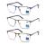 MODFANS 3 Pack Reading Glasses Men Blue Light Filter Metal Frame Rectangle Style Stainless Steel Material Grey Brown Blue +2.00 Color234