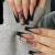 JUSTOTRY 24 Pcs Fake Nails Long Black French Press on Nails with Dragon Patterns Ballerina Stick on Nails for Women Acrylic Medium Coffin False Nails with Glue for Nail Art Dragon & Black