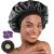 Hafree Silk Satin Bonnet, Hair Wrap Adjustable Sleep Cap with 2 Pieces of Scrunchies for Black Women Men Double Layer Lined Bonnets for Curly Braid Hair (Black)
