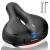 Gincleey Comfort Bike Seat for Women Men,Wide Bicycle Saddle Replacement Memory Foam Padded Soft Bike Cushion with Dual Shock Absorbing Universal Fit for Indoor/Outdoor Bikes with Reflect A-Blue