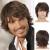 Short Brown Wig for Mens Layered Natural Fluffy Synthetic Hair Wig Heat Resistant Halloween Cosplay with Wig Cap Y48-Brown