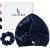 Lacourse silk hood for sleeping from real 100% mulberry bead with 22 momme on both sides sleeping hood silk for hair with a high -quality elastic band stay on the head (unit size blue)