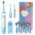 CHAIN PEAK Dinosaur Toothbrush Kids Sonic Electric Toothbrush for Children Toddlers Boys Girls Age 3-12 with 30s Reminder 2 Mins Timer 5 Modes 8 Brush Heads Rechargeable Wall-Mounted Holder 8680 Blue+ 8 Heads+ Holder