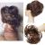 Tousled Updo Messy Bun Hair Piece Hair Extension Ponytail With Elastic Rubber Band Updo Extensions Synthetic Hair Extensions Scrunchies Ponytail Hairpiece for Women Light auburn mix brown