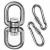 2+1 Heavy Duty 304 Stainless Steel Swivel Ring Double Ended Swivel Eye Hook with SUS304 Snap Hooks for Web Tree Swing, Therapy Swing, Aerial Dance, Swing Spinner Hanger, Reliable and Safe (M8)