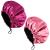 Fuyamp 2 Packs Satin Sleep Cap Adjustable Silky Sleep Bonnet for Women Long Curly Hair Double-Sided Waterproof Satin Hair Cap Extra Large Sleep Satin Bonnet for Women Girls Sleeping Pink+Rose Red