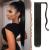 FESHFEN Straight Long Wrap Around Ponytail Extensions 28 Synthetic Hair Piece Clip in Ponytail Hair Extensions Hairpiece for Women Girls 28 Inch (Pack of 1) 1B# Off Black-Wrap Around