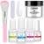 Lofuanna Dip Powder Nail Kit Starter-White Nail Dipping Powder with Base&Top Coat&Activator&Brush Saver No UV/LED Needed DIY French Nail Art Manicure Easy to Apply for Home or Salon Use 011
