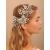BERYUAN Women Large Hair Comb Silver Bridal Rhinestone Crystal Flower Wedding Hair Accessory Pearl Party Headpiece for Bride Bridesmaid Girls (Silver)