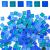 BigOtters 170pcs Bulk Mosaic Tiles  140g Colors Glass Pieces Assorted Color Opaque Mosaic Glass for DIY Picture Home Mosaic Decoration (Blue Series)