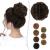 Barsdar claws clip messy bun hair part clip in claw hair tie curly synthetic hair knot hair extension for women ponytail high plug in donut chignon 6# chestnut brown