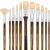 Professional Oil Paint Brush Set, Fuumuui 11pcs Superior Hog Bristle Paint Brushes Perfect for Oil Acrylic Gouache Painting Brown
