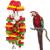 MEWTOGO Large Bird Parrot Toys with Bells - Parrots Cage Chewing Toy with Colorful Wood Blocks Beads Bird Parrot Chewing Sticks Toys for Cockatoos African Grey Macaws and Amazon Parrots Red (Apple)