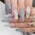 Justotry 24 pieces Coffin nails for sticky gray glitter French artificial nails ballerina marble artificial nail press on nails fingernails fake nails medium for women gray l1