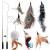 MAIYADUO Cat Teasers Cat Feather Wand Cat Toy Interactive Toy Feather Wand with Bell 5x Natural Feather Refills