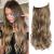Invisible Wire Hair Extension Brown with Golden Highlights Friendly Synthetic 20 inch Wavy Pieces for Women 20 inch Brown with Golden highlights