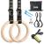 GHB Gymnastic Rings Wooden Gym Rings 1.25'' Training RingsAdjustable Numbered Straps Pull Up Rings Sets for Workout Bodyweight Fitness Training 32mm Rings & Numbered Straps Set